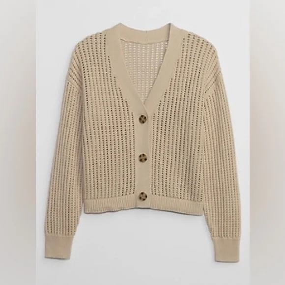 GAP Crochet Cardigan 100% Cotton Size L - Picture 1 of 9
